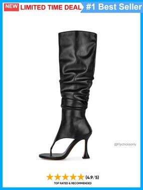 Women's Slouchy Knee High Faux Leather Open Toe Stiletto Heel Boots
